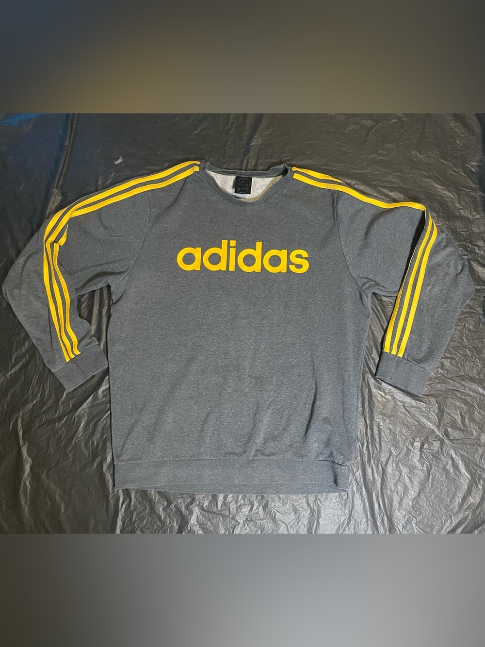 Adidas 3-Stripes Crewneck Sweatshirt Gray Yellow Men’s Large